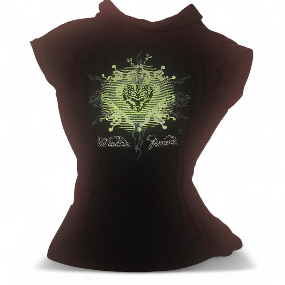 Black Graphic Polo Shirt with Green Design